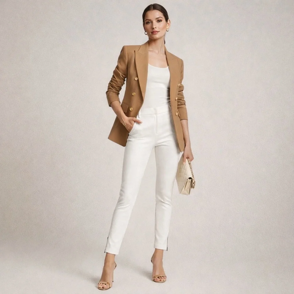 Veronica Beard Tailored White Ankle Zip Skinny Pants Size 2 - Picture 3 of 10